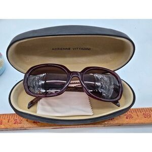 VTG Adrienne Vittadini Womens Sunglasses W/ Case, Cleaning Cloth Purplish Brown